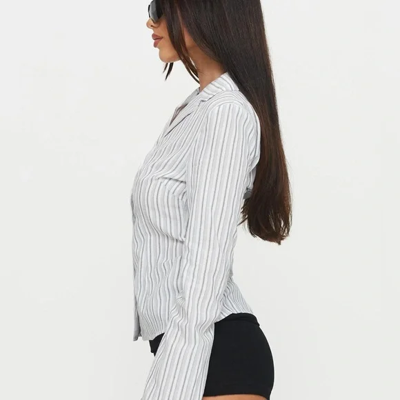 NWOT Princess Polly Myers Stripe Top White US 4 - Picture 4 of 5